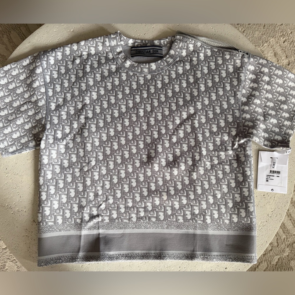 Dior Oblique short-sleeved grey technical material